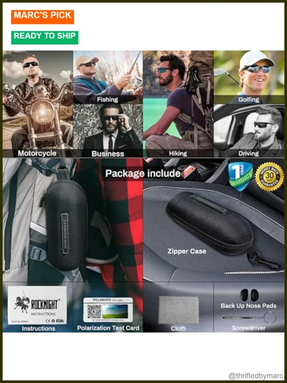 2 Pack Polarized UV400 Sunglasses Acetate +Al-Mg Frame Outdoor
